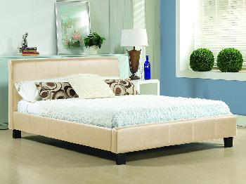 Time Living Hamburg King Size Cream Faux Leather Bed Frame