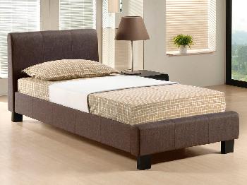 Time Living Hamburg Single Brown Fabric Bed Frame