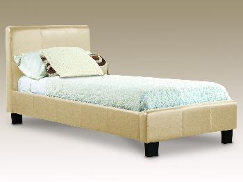 Time Living Hamburg Single Cream Faux Leather Bed Frame