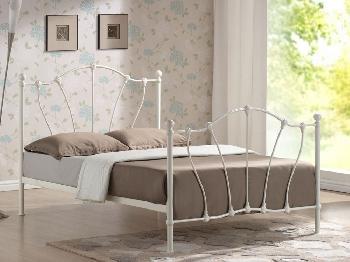 Time Living Hoxton Double Ivory Metal Bed Frame