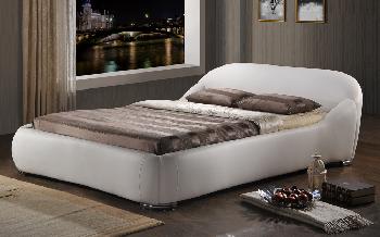 Time Living Manhattan Faux Leather Bed, Double, Faux Leather - White