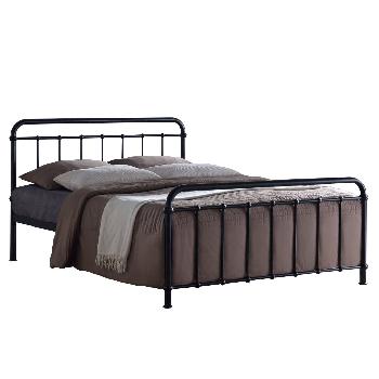Miami Metal Bed Frame Double Black, Metal Bed Frame With Curved Headboard