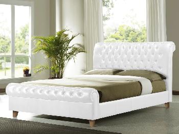 Time Living Richmond Double White Faux Leather Bed Frame