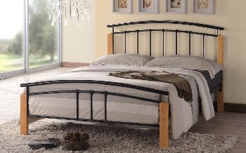 Time Living Tetras Metal Bed Frame, Double, Black & Beech