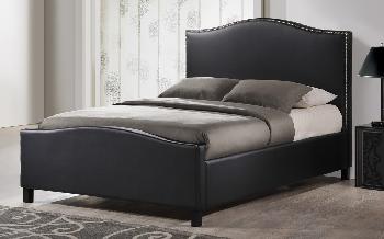 Time Living Tuxford Faux Leather Bed, Double, Faux Leather - Black