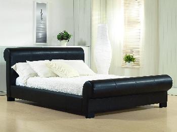 Time Living Valencia Double Black Faux Leather Bed Frame