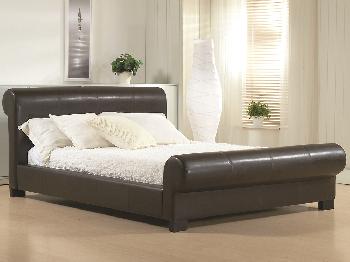 Time Living Valencia Double Brown Faux Leather Bed Frame