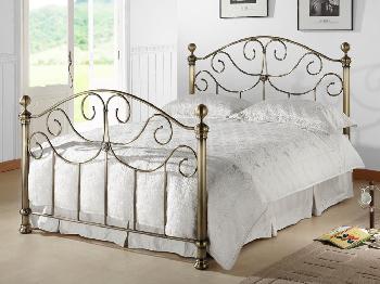 Time Living Victoria Double Brass Bed Frame with Brass Finials