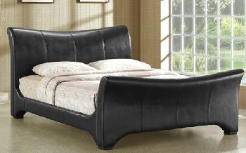 Time Living Wave Faux Leather Bed, Double, Faux Leather - Brown