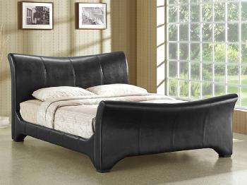Time Living Wave Super King Size Black Faux Leather Bed Frame