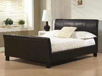 Time Living Winchester Double Brown Faux Leather Bed Frame