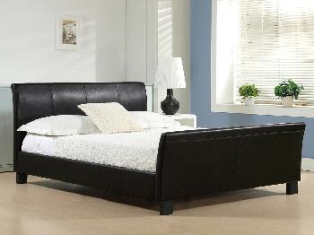 Time Living Winchester King Size Black Faux Leather Bed Frame