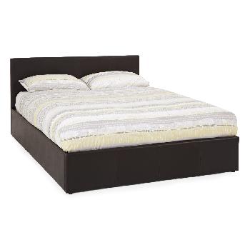 Tivoli Leather Ottoman Bed - Double - Brown