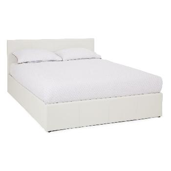 Tivoli Leather Ottoman Bed - Double - White