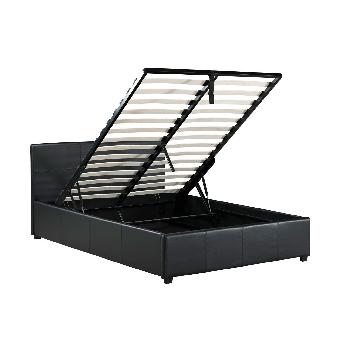 Toronto Leather Ottoman Bed Double - Black