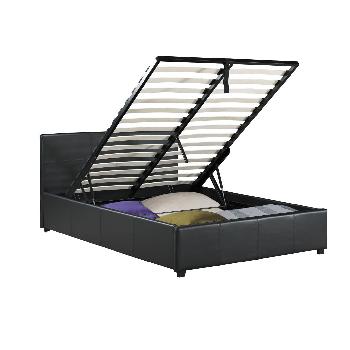 Toronto Leather Ottoman Bed Small Double - Black