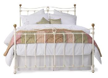 Tulsk Glossy Ivory Metal Bed Frame - 4'6 Double