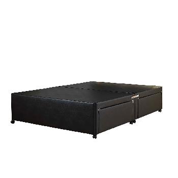 Universal Black Leather Divan Base No Drawer - Double - Black