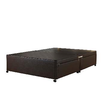 Universal Brown Leather Divan Base 2 Drawer - Small Single - Brown