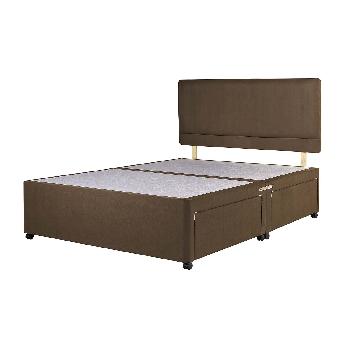 Universal Chocolate Suede Divan Base Single - 2 Drawers - Chocolate