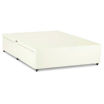 Universal Cream Leather Divan Base No Drawer - Small Single - Cream