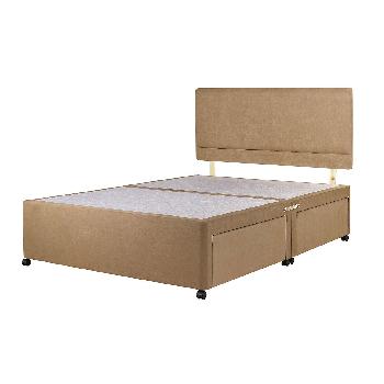 Universal Tan Suede Divan Base Small Double 2 Drawer