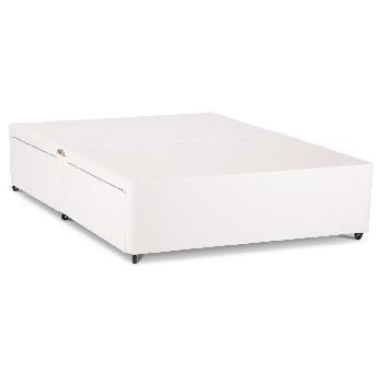 Universal White Leather Divan Base 2 Drawer - Double - White