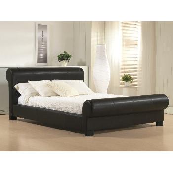 Valencia Black Faux Leather Bed Frame Superking