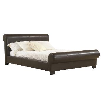 Valencia Brown Faux Leather Bed Frame Superking