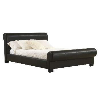 Valencia Faux Leather Bed Frame Double Black