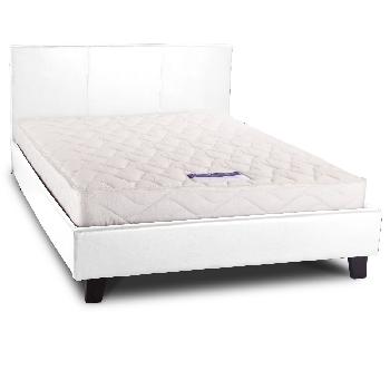 Venice PU Leather Bed Frame in White Double