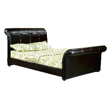 Vermont Kingsize Faux Leather Bed Brown