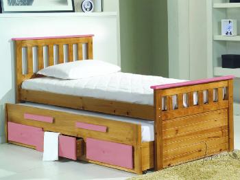 Verona Bergamo Pink Pine Guest Bed Frame