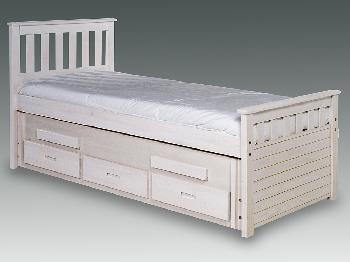 Verona Bergamo Whitewash Pine Guest Bed Frame