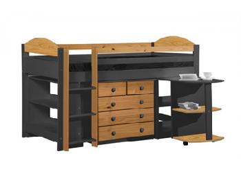 Verona Design Ltd Maximus Mid Sleeper Set 1 Graphite 3' Single Graphite Mid Sleeper Cabin Bed