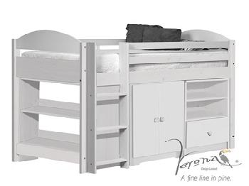 Verona Design Ltd Maximus Mid Sleeper Set 2 Whitewash 3' Single Whitewash Lilac Mid Sleeper Cabin Bed
