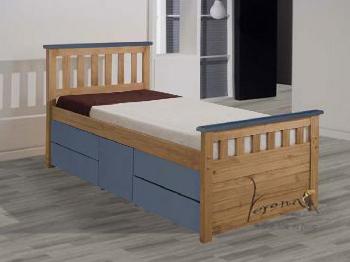 Verona Ferrara Blue Storage Single Pine Bed Frame