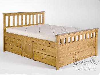 Side Storage Double Pine Bed Frame, Verona King Size Bed