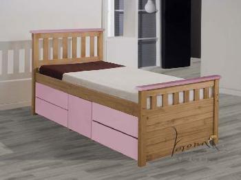 Verona Ferrara Pink Storage Single Pine Bed Frame