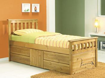 Verona Ferrara Storage Single Antique Pine Bed Frame