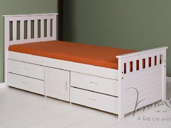 Verona Ferrara Storage Single Whitewash Pine Bed Frame