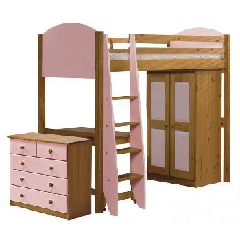 Verona High Sleeper Storage Set Verona Pink Highsleeper with Tall Boy and 3 plus 2 Chest of Drawers
