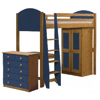 Verona High Sleeper Ultra Storage Verona Blue Highsleeper with Tall Boy and 5 plus 2 Chest of Drawers