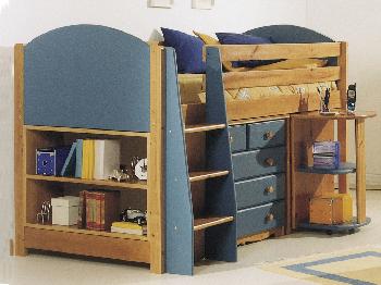 Verona Mid Sleeper Blue Set 1 Pine Bed Frame