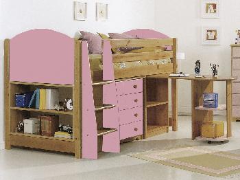 Verona Mid Sleeper Pink Set 1 Pine Bed Frame