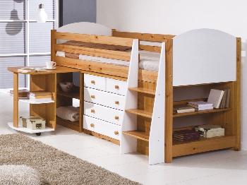 Verona Mid Sleeper White Set 1 Pine Bed Frame