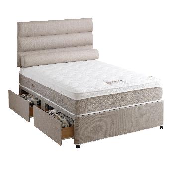 Vogue Synergy Pocket 2000 Divan Set Vogue Synergy 2000 Divan Platform Standard Mirco Fibre Latte - 2 Drawer - Double