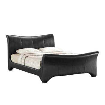 Wave Faux Leather Bed Frame Double Wave Black Faux Leather Bed Frame