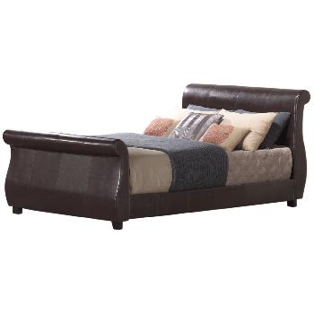 Winchester PU Leather Bed Frame in Brown King