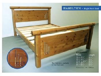 Windsor Hamilton 5' King Size Oak Lacquered High Foot End Wooden Bed